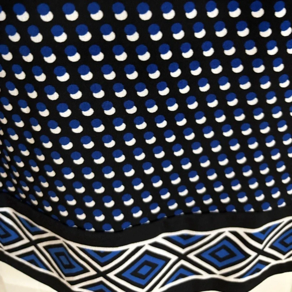 Michael Kors Black, Blue & White Dot Print Long Sleeve Dress – Size Medium